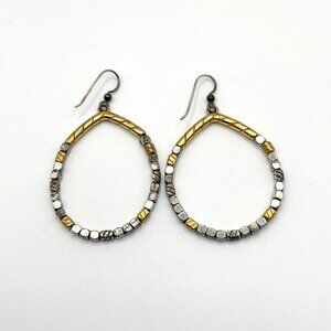 Brighton Gold & Silver-Tone Metal Beaded Teardrop Hoop Earrings